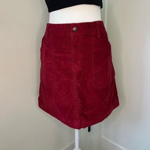 Maroon Corduroy A Line Skirt